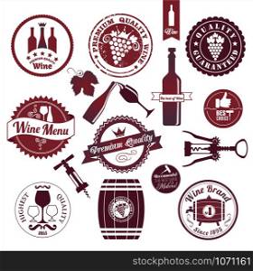 Wine icons set design. Vector stock illustration.. Vector stock illustration