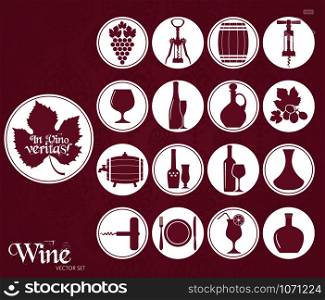 Wine icons set. Vector stock illustration.. Vector stock illustration