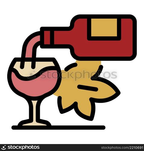 Wine is pouring into a glass icon. Outline wine is pouring into a glass vector icon color flat isolated. Wine is pouring into a glass icon color outline vector