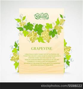 Wine list design with grapes decoration. Vector illustration.