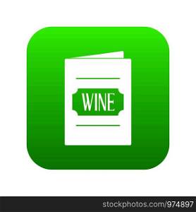 Wine list icon digital green for any design isolated on white vector illustration. Wine list icon digital green