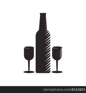 Wine Logo illustration flat design Template 