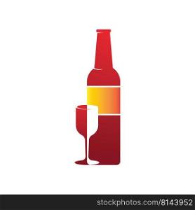 Wine Logo illustration flat design Template 