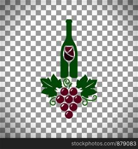 Wine logo with grape isolated on transparent background, vector illustration. Wine logo transparent background