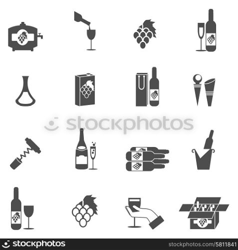 Wine making and winery icon black set isolated vector illustration. Wine Icon Set