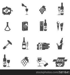 Wine making and winery icon black set isolated vector illustration. Wine Icon Set