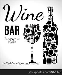 Wine menu background. Vector stock illustration. Card menu.. Vector stock illustration