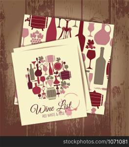 Wine menu card and seamless wine pattern.Wine set for yours design.
