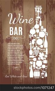 Wine menu on wood texture. Wine menu card on wood texture