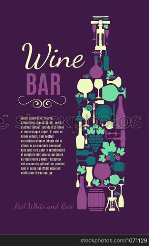 Wine pattern.. Wine menu background. Vector stock illustratio. Card menu.