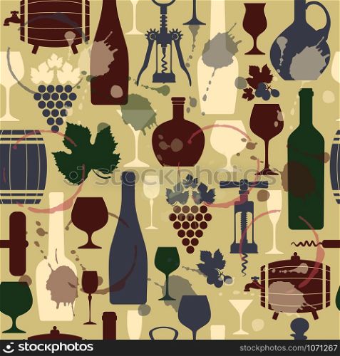 Wine seamless design pattern. Vector stock illustration