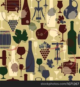 Wine seamless design pattern. Vector stock illustration