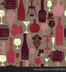 Wine seamless design pattern. Vector stock illustration. wine vintage