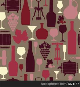 Wine seamless pattern background. Vector stock illustration. wine seamless