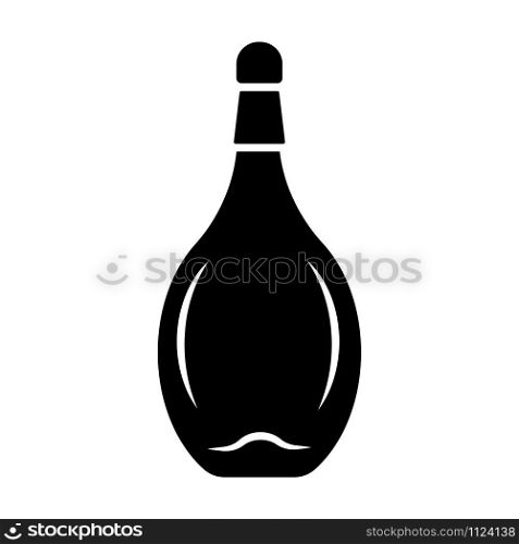 Wine service glyph icon. Alcohol beverage. Chianti bottle with cork. Party, holiday sweet aperitif drink. Bar, restaurant, winery. Silhouette symbol. Negative space. Vector isolated illustration