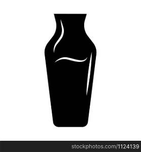 Wine service glyph icon. Decorative decanter with alcohol beverage. Aperitif drink. Bar, restaurant, winery glassware. Silhouette symbol. Negative space. Vector isolated illustration