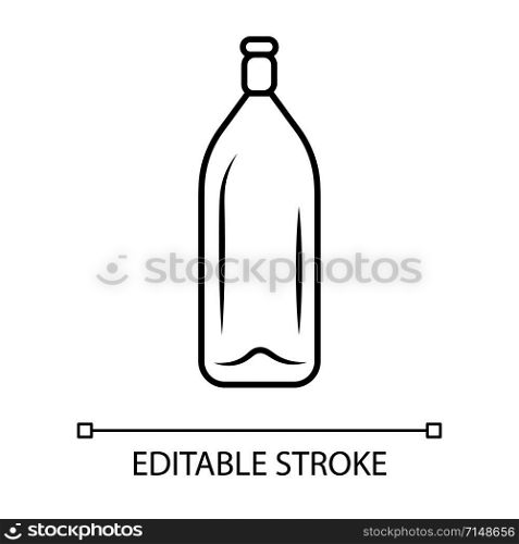 Wine service linear icon. Alcohol drink for party, holiday, event thin line illustration. Bar, restaurant bottle with cork contour symbol. Vector isolated outline drawing. Editable stroke
