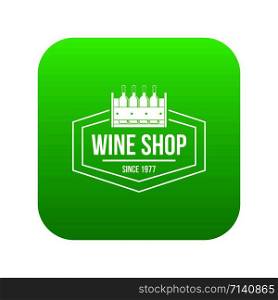 Wine shop icon green vector isolated on white background. Wine shop icon green vector
