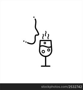 Wine Tasting Icon, Liquor Tasting Icon, Wine Sensory Evaluation, Examination Vector Art Illustration