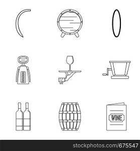 Wine tradition icon set. Outline set of 9 wine tradition vector icons for web isolated on white background. Wine tradition icon set, outline style