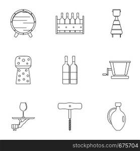 Wine tradition icon set. Outline set of 9 wine tradition vector icons for web isolated on white background. Wine tradition icon set, outline style