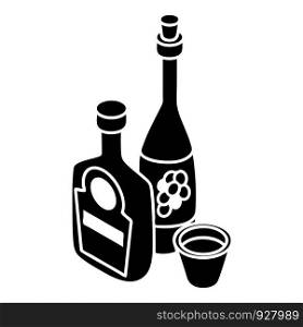 Wine, whiskey bottle icon. Simple illustration of wine, whiskey bottle vector icon for web design isolated on white background. Wine, whiskey bottle icon, simple style