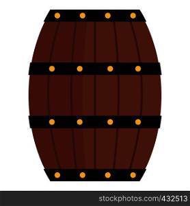 Wine wooden barrel icon flat isolated on white background vector illustration. Wine wooden barrel icon isolated