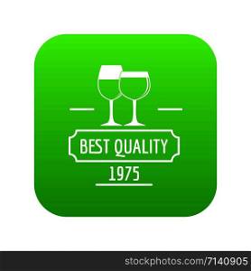 Wineglass icon green vector isolated on white background. Wineglass icon green vector