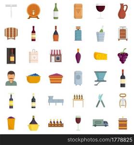 Winemaker icons set. Flat set of winemaker vector icons isolated on white background. Winemaker icons set flat vector isolated