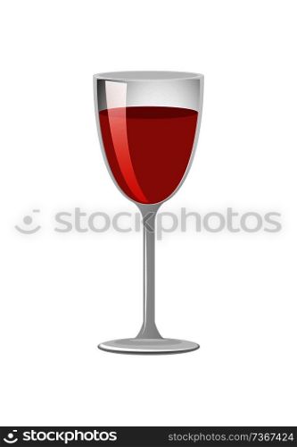 Winery refreshing champagne merlot burgundy beverage, glass of elite pink wine classical alcohol drink in elegant glassware vector isolated on white. Winery Refreshing Champagne Merlot Burgundy Vector