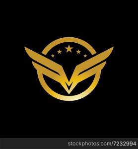 Wing bird gold falcon logo and symbol vector