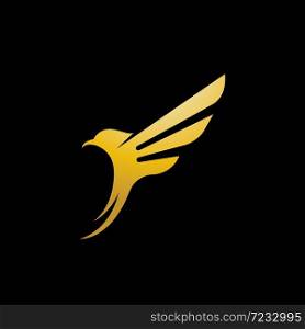 Wing bird gold falcon logo and symbol vector