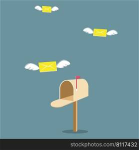 Wing Letter. mail idea concept. Vector illustration