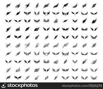 Wing logo and symbol business template set line 100 vector