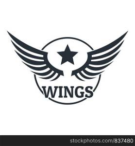 Wing logo. Simple illustration of wing vector logo for web. Wing logo, simple gray style