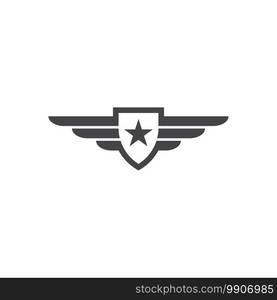 wing logo with star   shield template vector icon illustration design