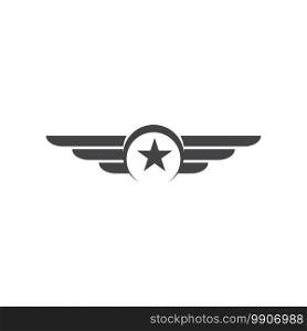 wing logo with star template vector icon illustration design 