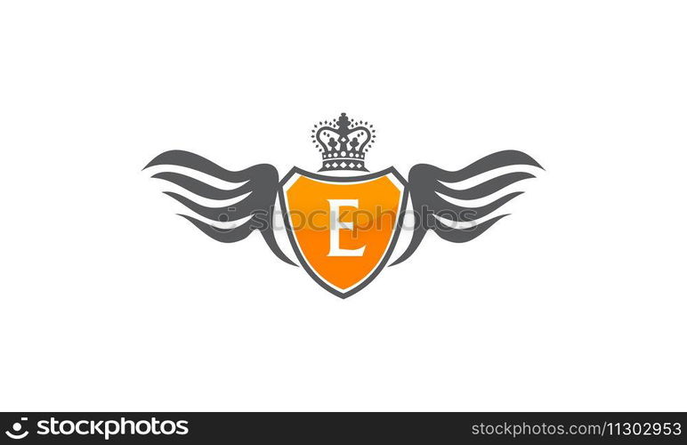 Wing Shield Crown Initial E