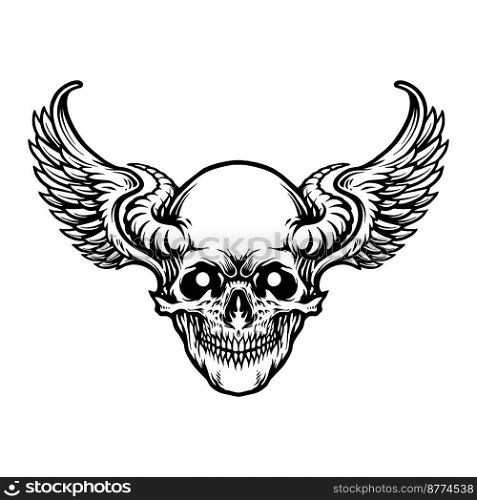 Wing Skull Sport Logo outline vector illustrations for your work logo, merchandise t-shirt, stickers and label designs, poster, greeting cards advertising business company or brands