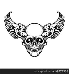 Wing Skull Sport Logo outline vector illustrations for your work logo, merchandise t-shirt, stickers and label designs, poster, greeting cards advertising business company or brands