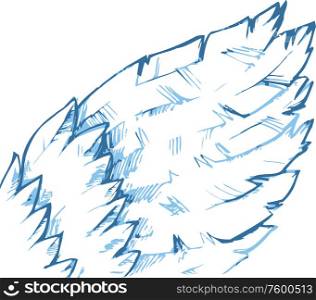 Wing. The hand drawn bird?s blue wing.Editable vector EPS v9.0.