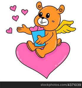 winged bear celebrating valentine romance