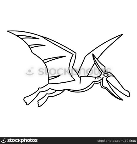 Winged dinosaur icon. Outline illustration of winged dinosaur vector icon for web. Winged dinosaur icon, outline style