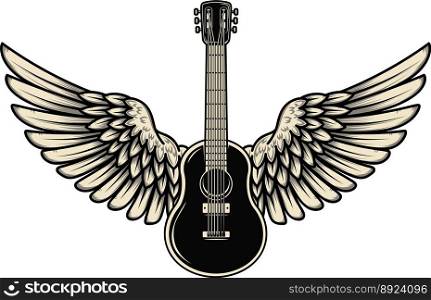 Winged guitar isolated on white background design vector image-Guitar ,Rock ,White ,Logo ,Acoustic ,Black ,Vintage ,Isolated ,Guitarist ,Roll ,Banner ,Emblem ,Background ,Design ,Play ,Silhouette ,Electric ,Musician ,Sound ,Music ,Sign ,Symbol ,Poster ,Vector ,Illustration ,Grunge ,Jazz ,Band ,Wing ,Retro ,Label ,Template ,Musical ,Instrument ,Concert ,Old ,Style ,Icon ,Object ,Song ,Rocker ,Logotype ,Festival ,String ,Hipster ,T