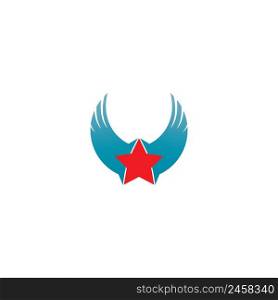 winged star logo.vector illustration design template.