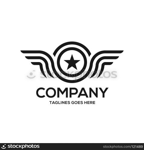 wings and star vector logo , Winged logo company and star vector