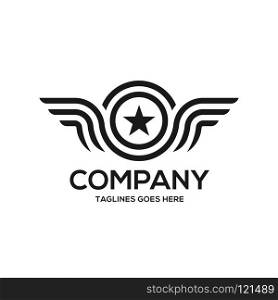 wings and star vector logo , Winged logo company and star vector