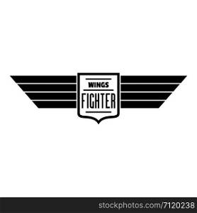 Wings fighter logo. Simple illustration of wings fighter vector logo for web design isolated on white background. Wings fighter logo, simple style
