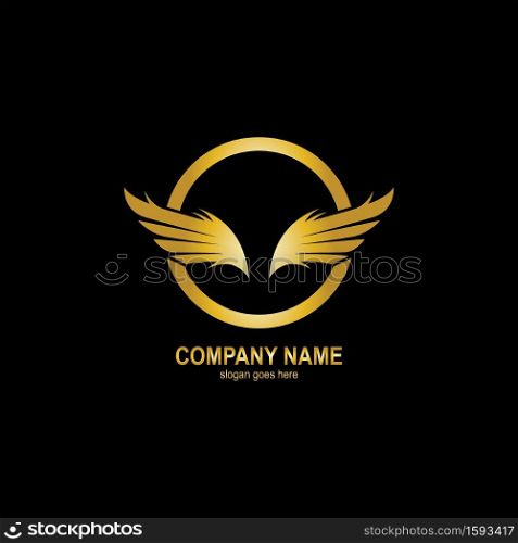 wings gold logo vector illustration template