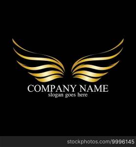 wings gold logo vector illustration template-vector